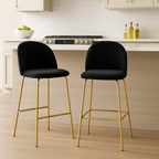 Pack 2 Taburetes Deluxe Gold Negro| patas doradas en metal + felpa