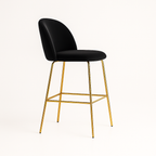 Pack 2 Taburetes Deluxe Gold Negro| patas doradas en metal + felpa