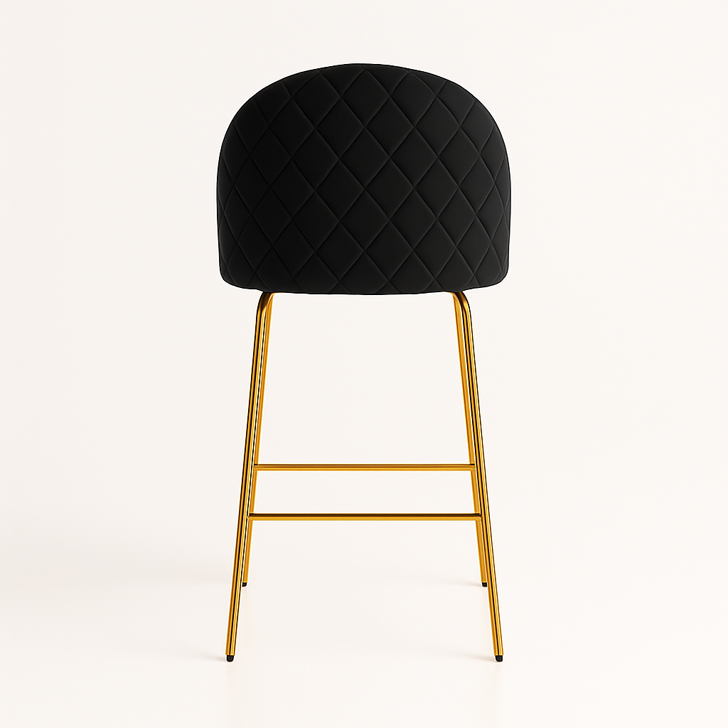 Pack 2 Taburetes Deluxe Gold Negro| patas doradas en metal + felpa