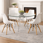 Comedor Eames Redondo Steel de Vidrio 80 cm | 4 Sillas Eames Mid-Century
