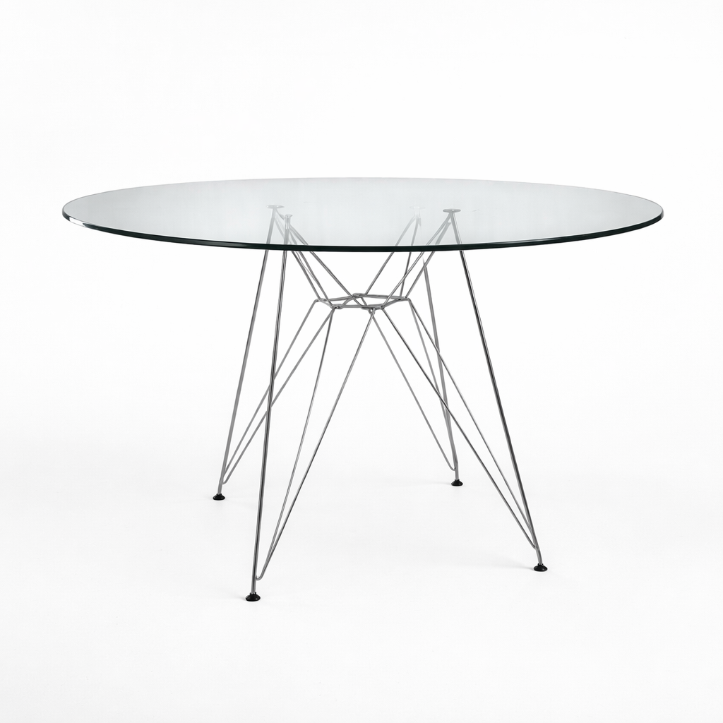 Comedor Eames Redondo Steel de Vidrio 80 cm | 4 Sillas Eames Mid-Century