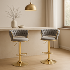 Pack 2 Taburetes Queen | Terciopelo, Altura Ajustable y Giro 360° | Elegancia y Confort