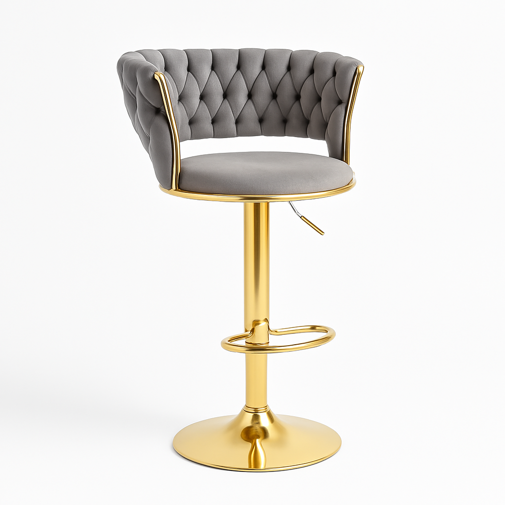 Taburete Queen | Terciopelo, Altura Ajustable y Giro 360° | Elegancia y Confort