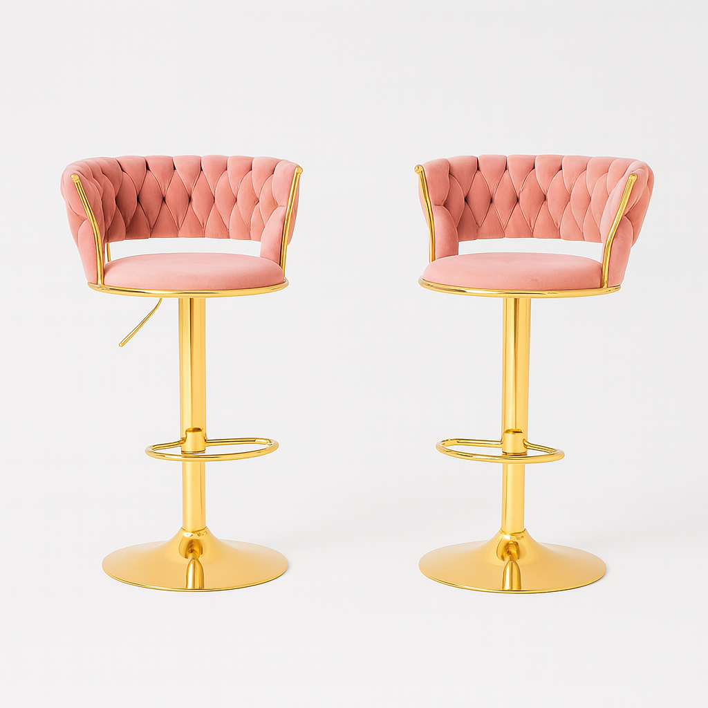 Pack 2 Taburetes Queen | Terciopelo, Altura Ajustable y Giro 360° | Elegancia y Confort