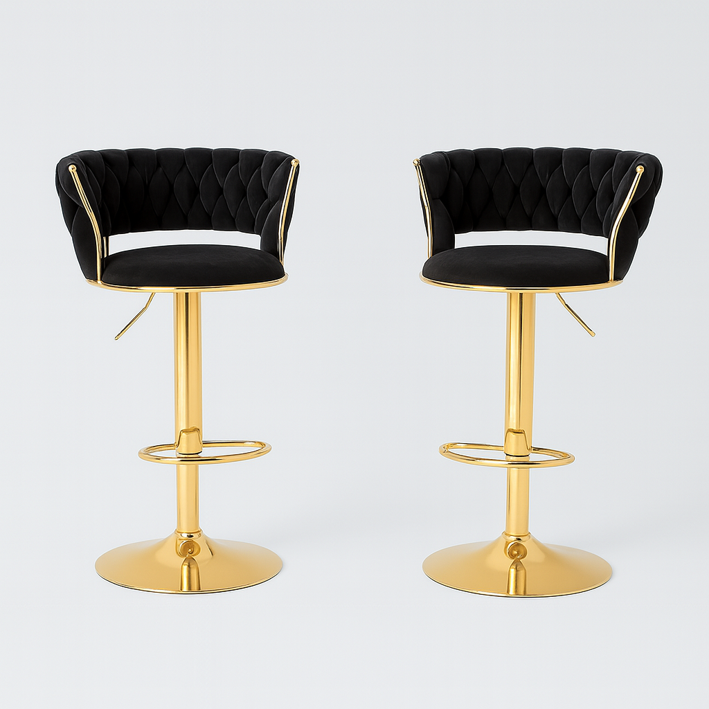 Pack 2 Taburetes Queen | Terciopelo, Altura Ajustable y Giro 360° | Elegancia y Confort