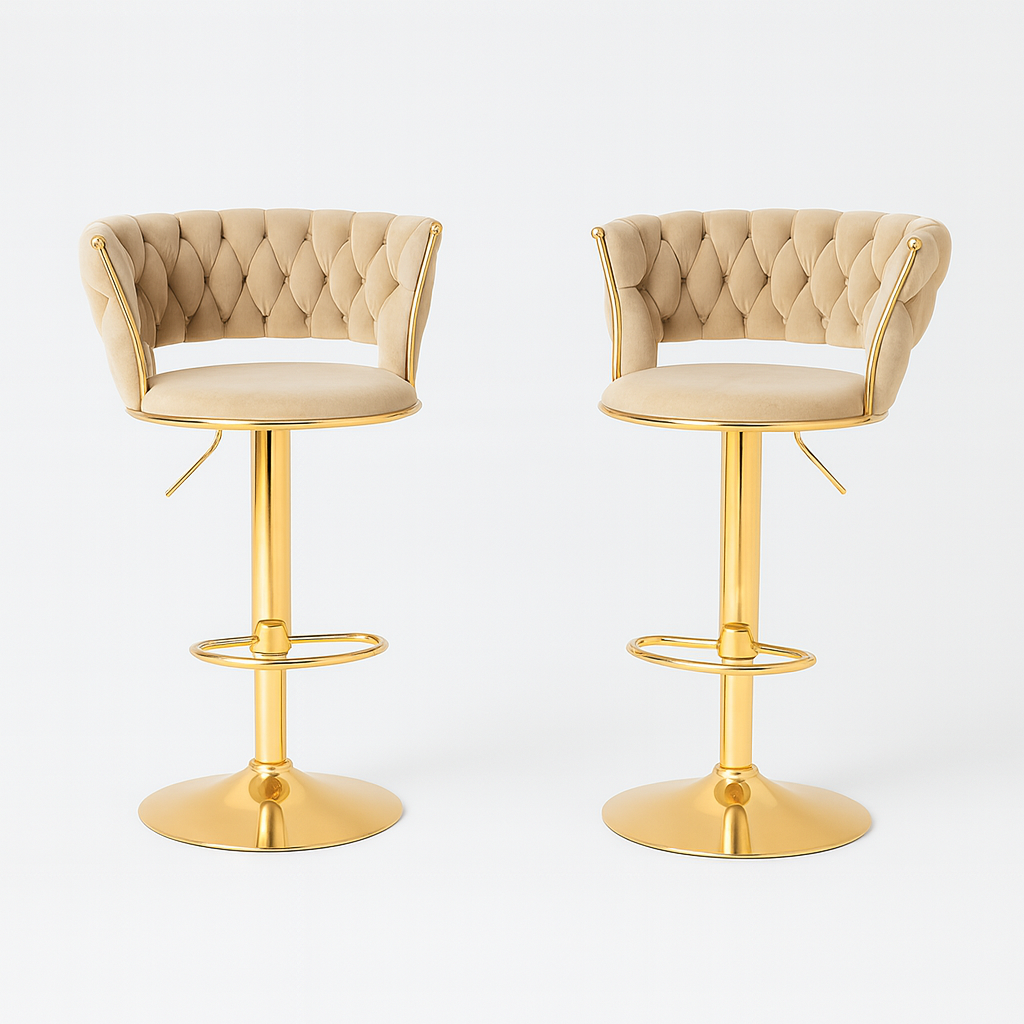 Pack 2 Taburetes Queen | Terciopelo, Altura Ajustable y Giro 360° | Elegancia y Confort