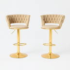 Pack 2 Taburetes Queen | Terciopelo, Altura Ajustable y Giro 360° | Elegancia y Confort