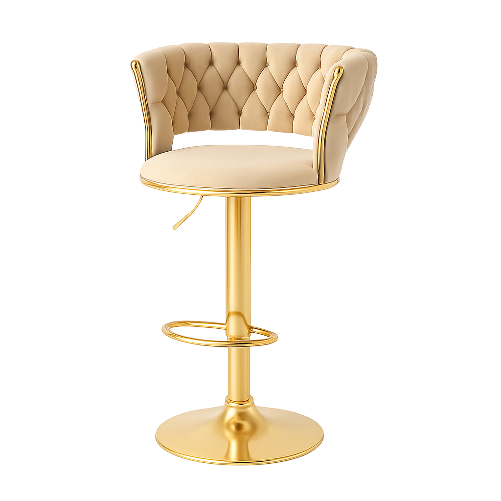 Taburete Queen | Terciopelo, Altura Ajustable y Giro 360° | Elegancia y Confort