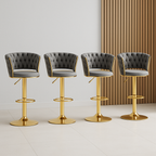 Pack 4 Taburetes Queen | Terciopelo, Altura Ajustable y Giro 360° | Elegancia y Confort