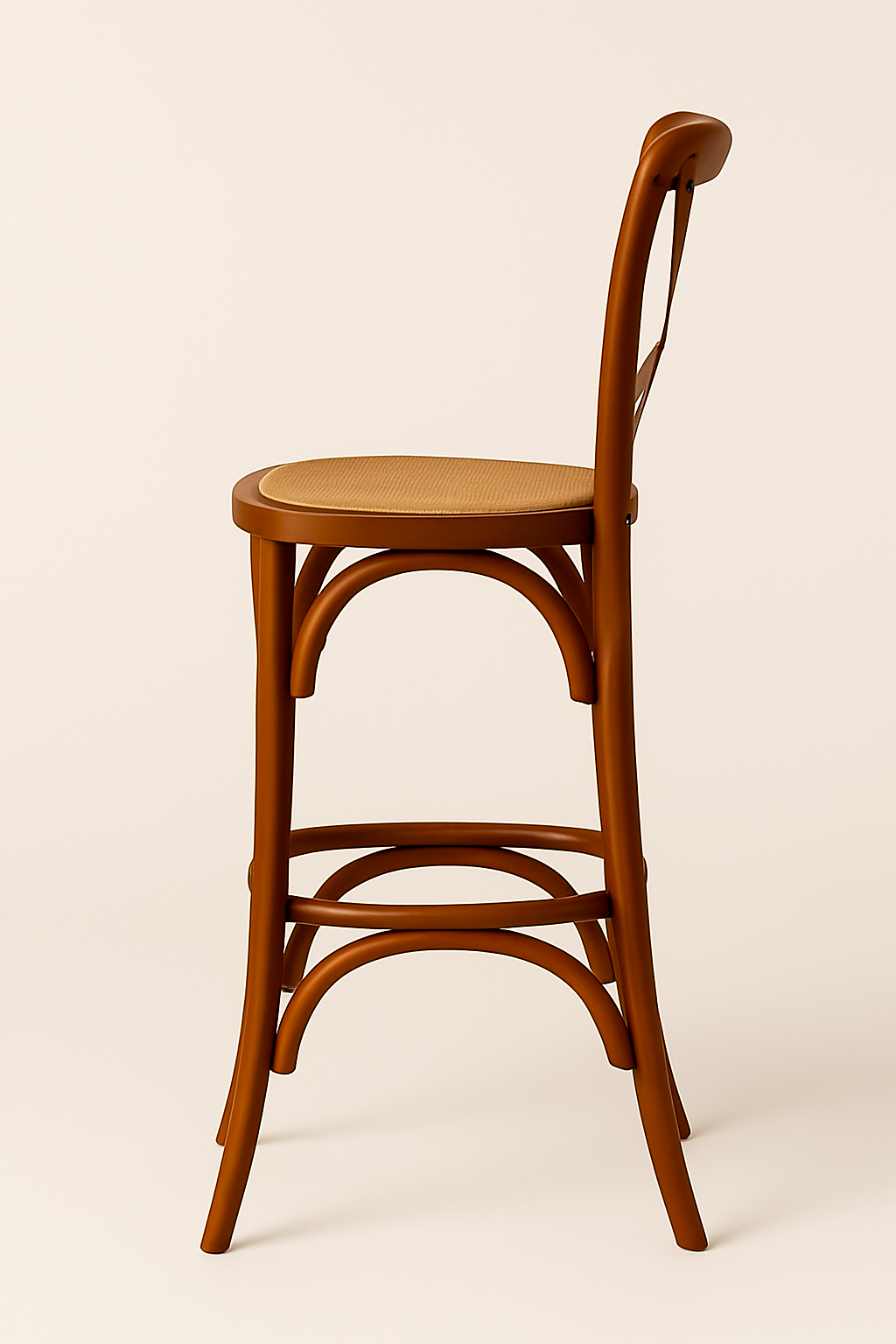 Pack 2 Taburetes Crossback 66cm | Madera de Haya y Rattan