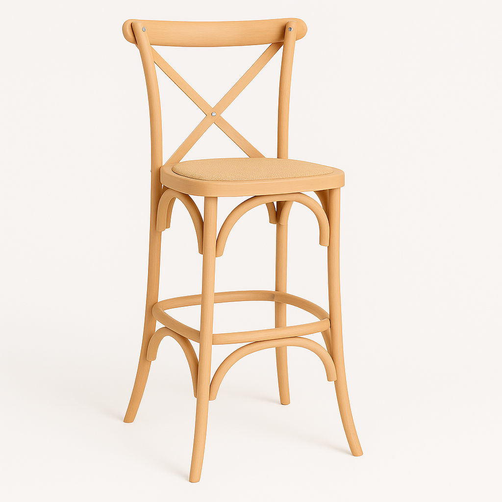 Taburete Crossback 66cm | Madera de Haya y Rattan