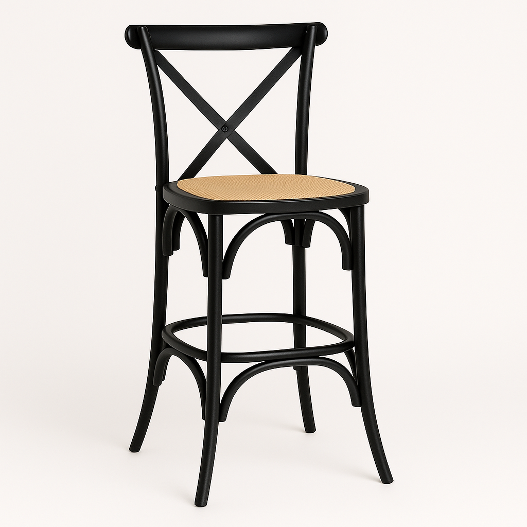 Taburete Crossback 66cm | Madera de Haya y Rattan