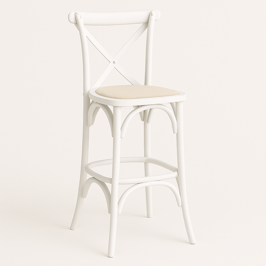 Taburete Crossback 66cm | Madera de Haya y Rattan