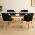 Mesa de Vidrio Cross | Mesa de Comedor Moderna con Patas Madera