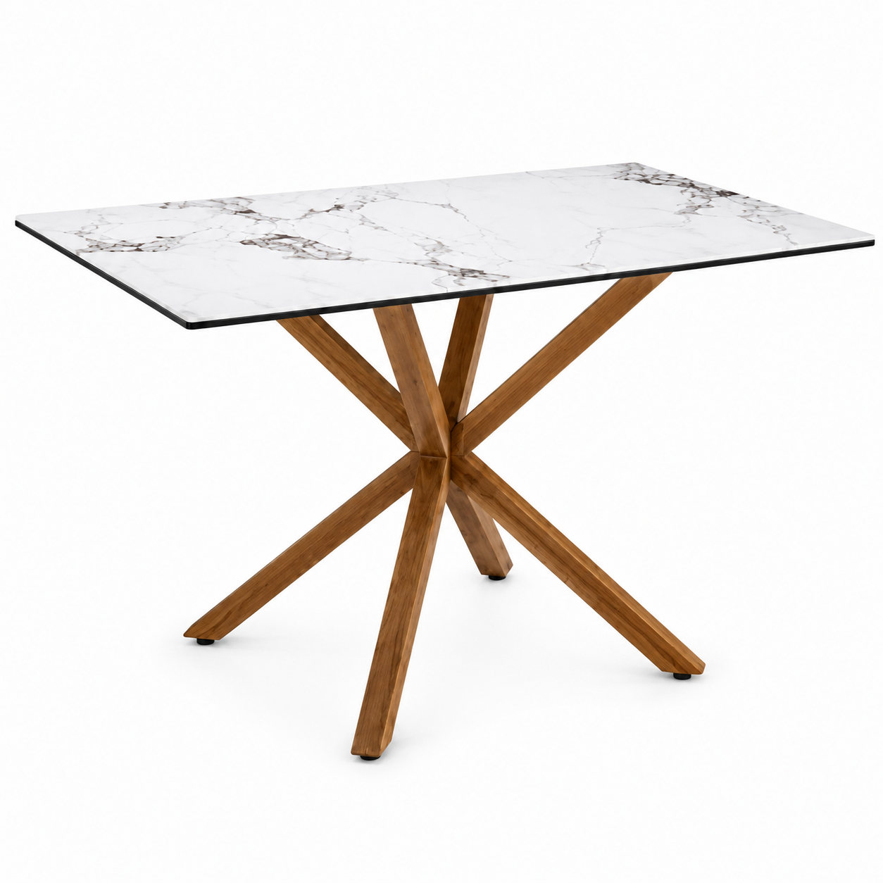 Mesa de Comedor Stone Efecto Piedra – Base Metálica Color Madera