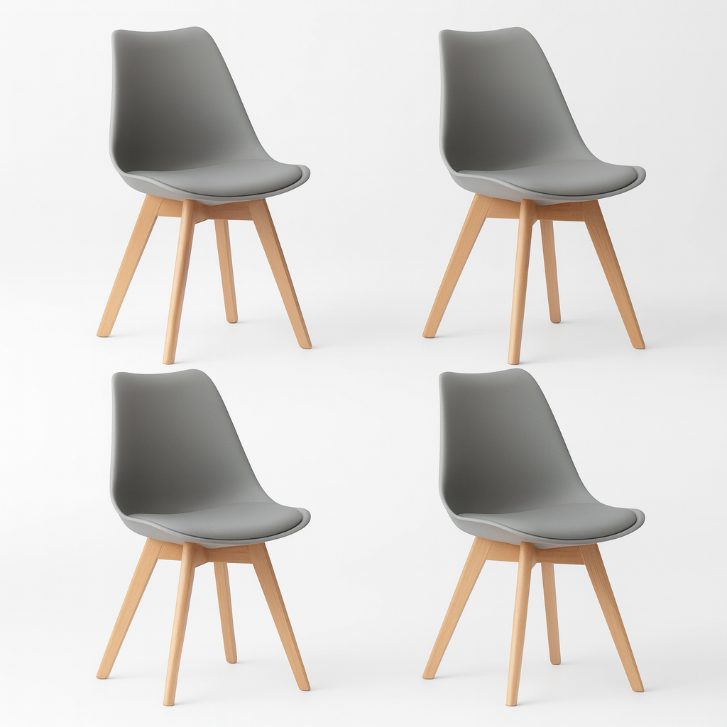 Pack 4 Sillas Tulip Gris | Diseño Moderno y Cómodo