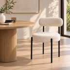 Silla Teddy Bouclé de Comedor con Patas Metálicas - Colores