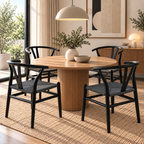 Pack 4  Sillas Wishbone con Asiento Tejido – 3 Colores