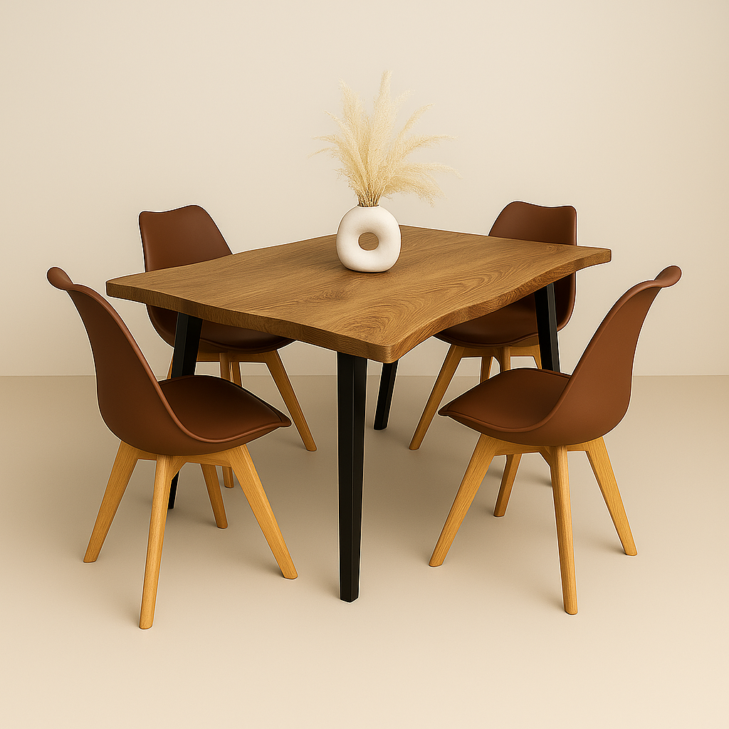 Comedor Aneto Terra con Sillas Tulip Cafés| Diseño Industrial y Moderno