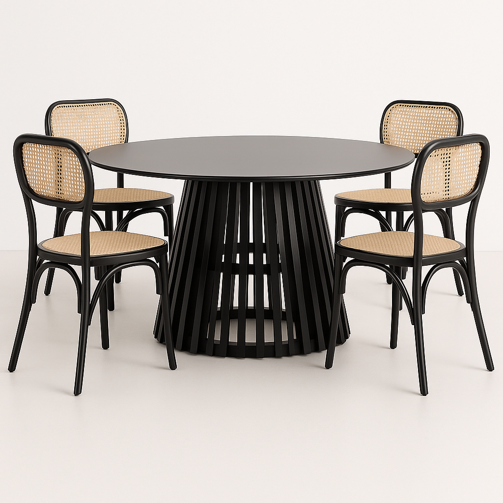 Comedor París Noire | Mesa Redonda Negra & Sillas Thonet Vienna