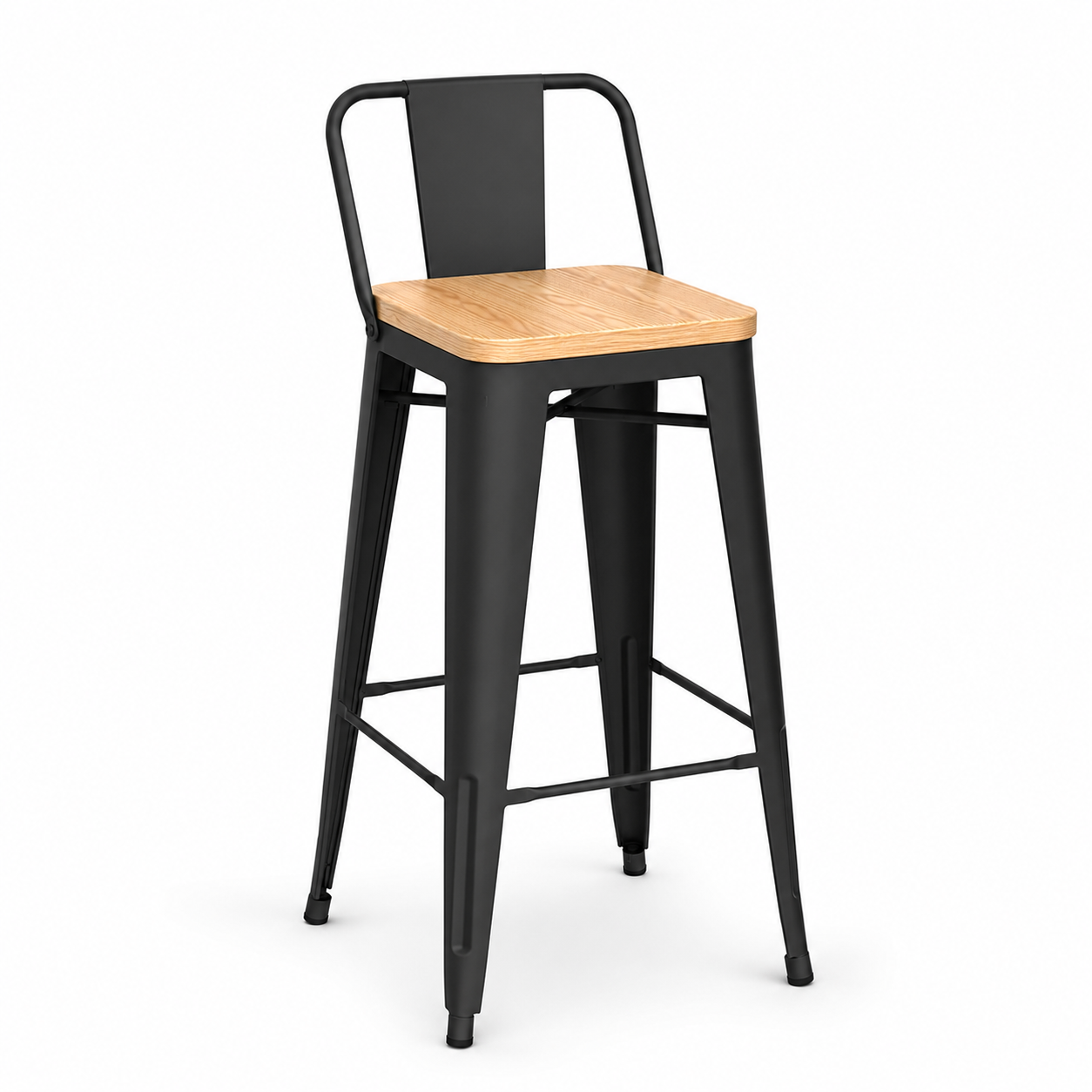 Pack 2 Taburetes Tolix | Asiento de Madera Negro