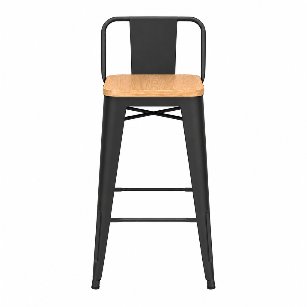 Pack 2 Taburetes Tolix | Asiento de Madera Negro