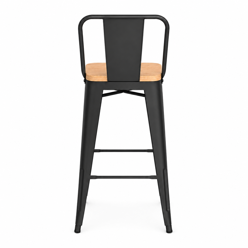 Pack 2 Taburetes Tolix | Asiento de Madera Negro