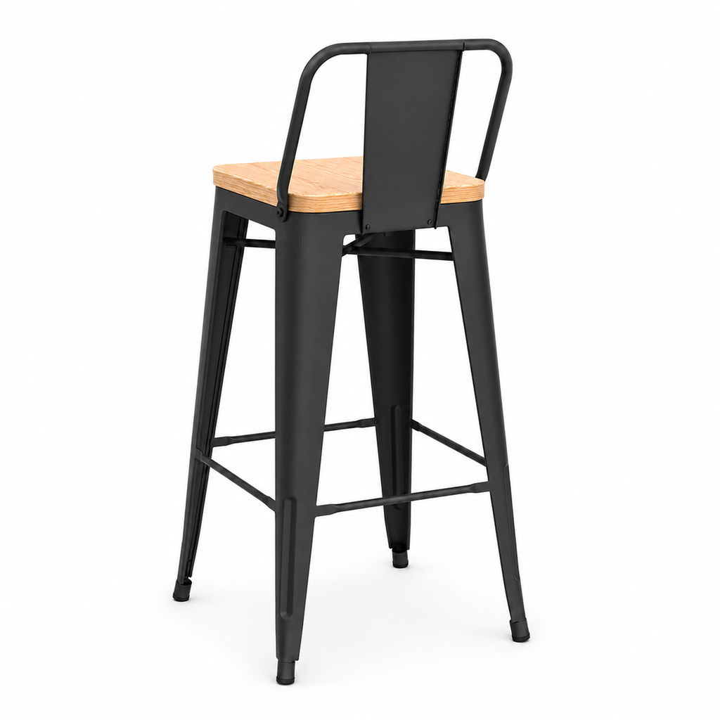 Pack 4 Taburetes Tolix | Asiento de Madera Negro