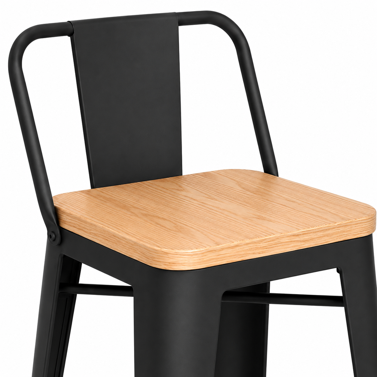 Pack 2 Taburetes Tolix | Asiento de Madera Negro