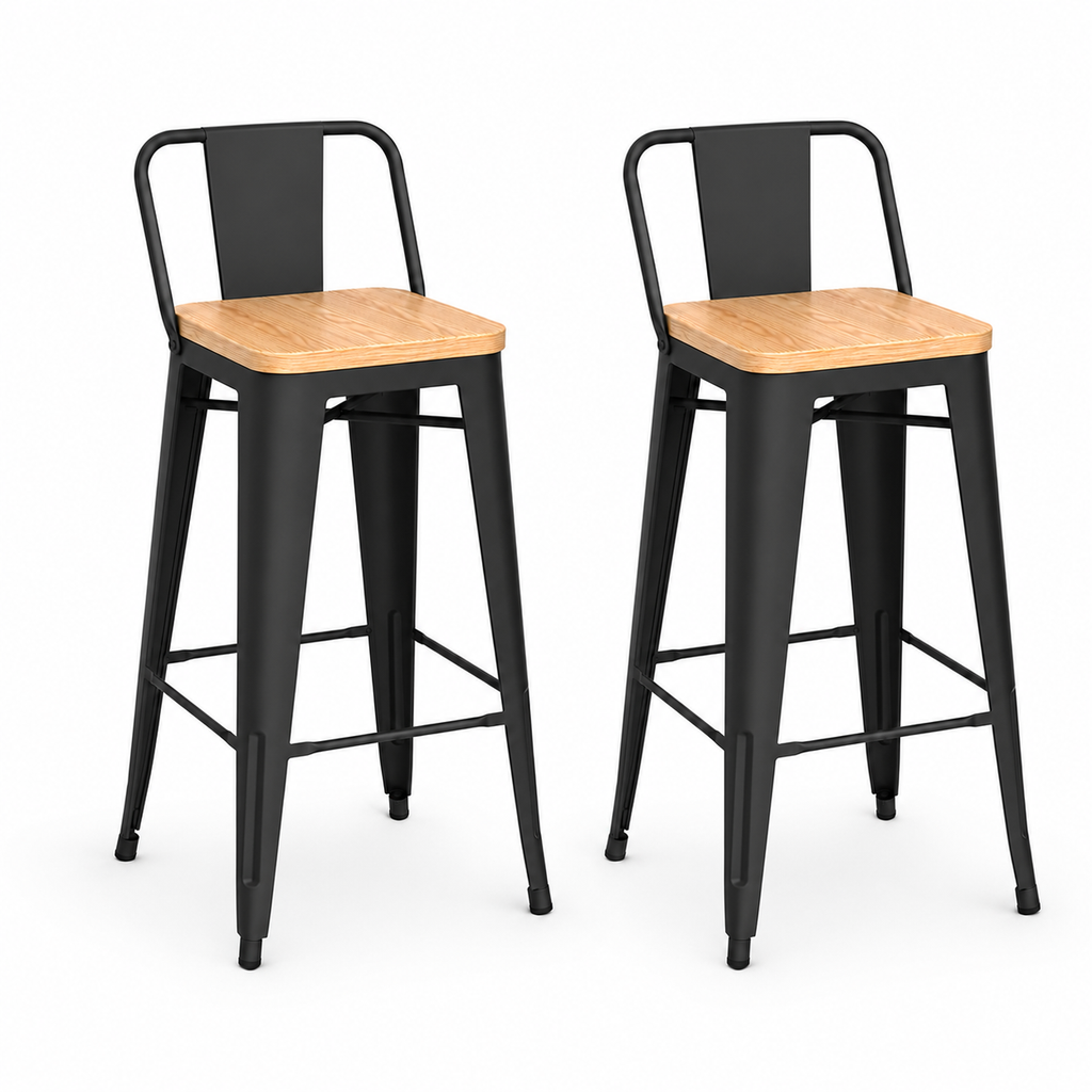 Pack 2 Taburetes Tolix | Asiento de Madera Negro