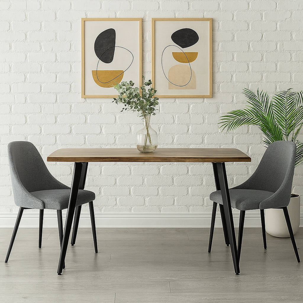 Mesa Aneto | Diseño Orgánico con Cubierta de Madera y Patas Metálicas