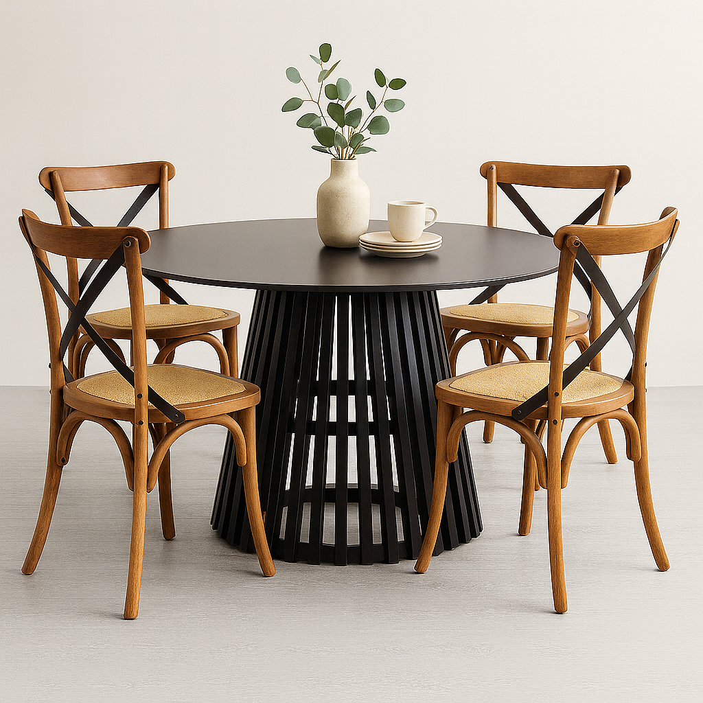 Comedor Cross Noir | Sillas Color Madera
