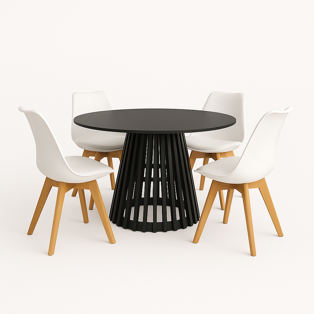 Comedor Tulip Noir | Sillas Tulip Blancas