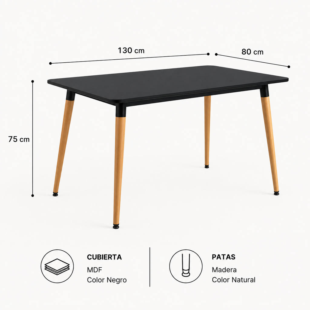 Mesa Eames Rectangular Claisca Negro