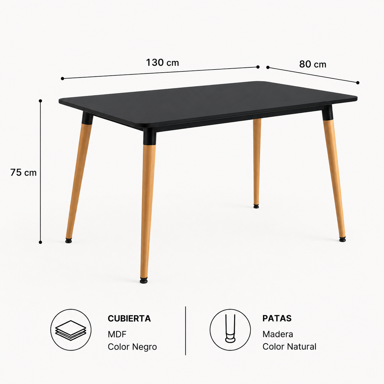 Mesa Eames Rectangular Claisca Negro
