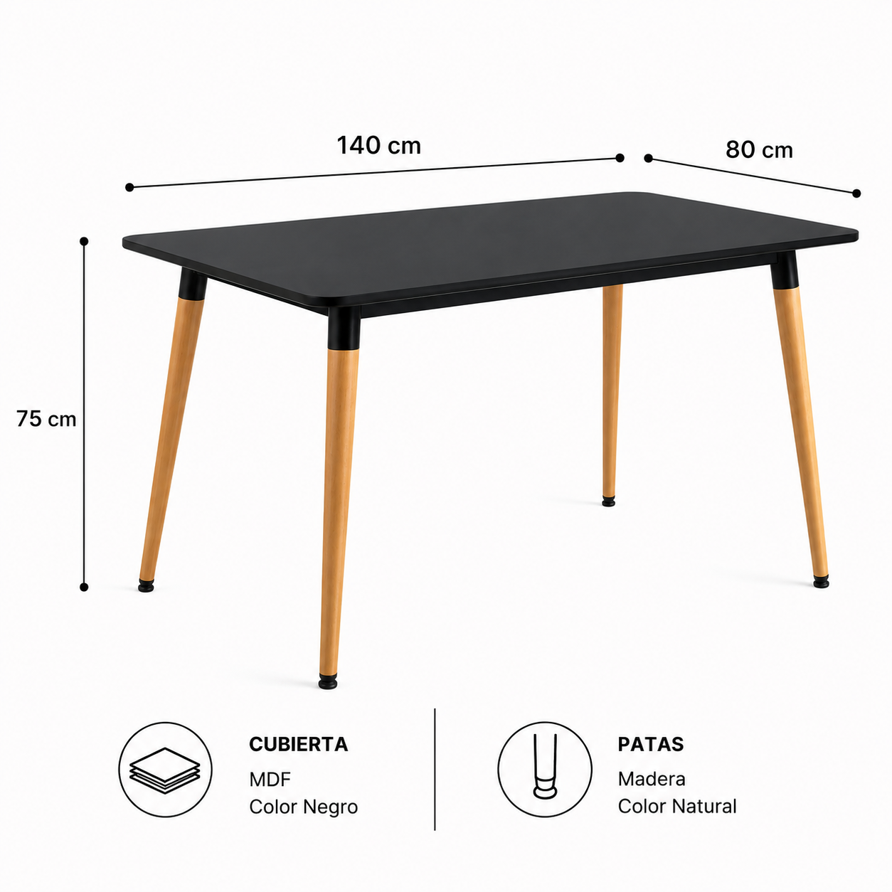 Mesa Eames Rectangular Claisca Negro