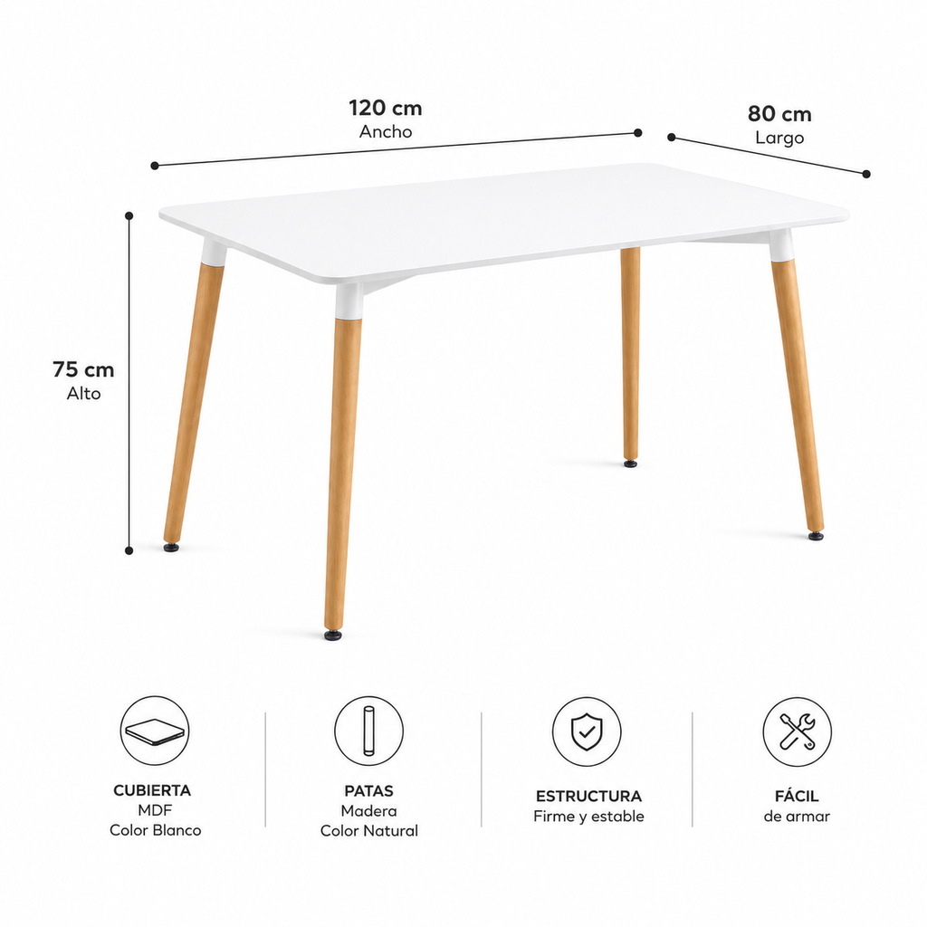 Mesa Eames Rectangular Claisca Blanca