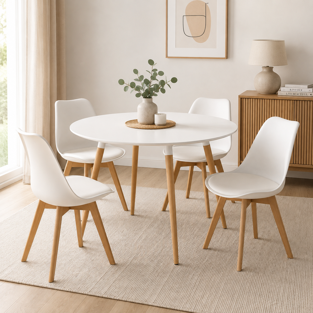 Mesa Eames Redonda Clásica Blanca 100 / 120 cm