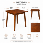 Mesa de Madera Vema 60x60 cm – Diseño Clásico y Versátil