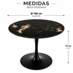 Mesa Redonda de Piedra – Base Tulip Metálica Negra