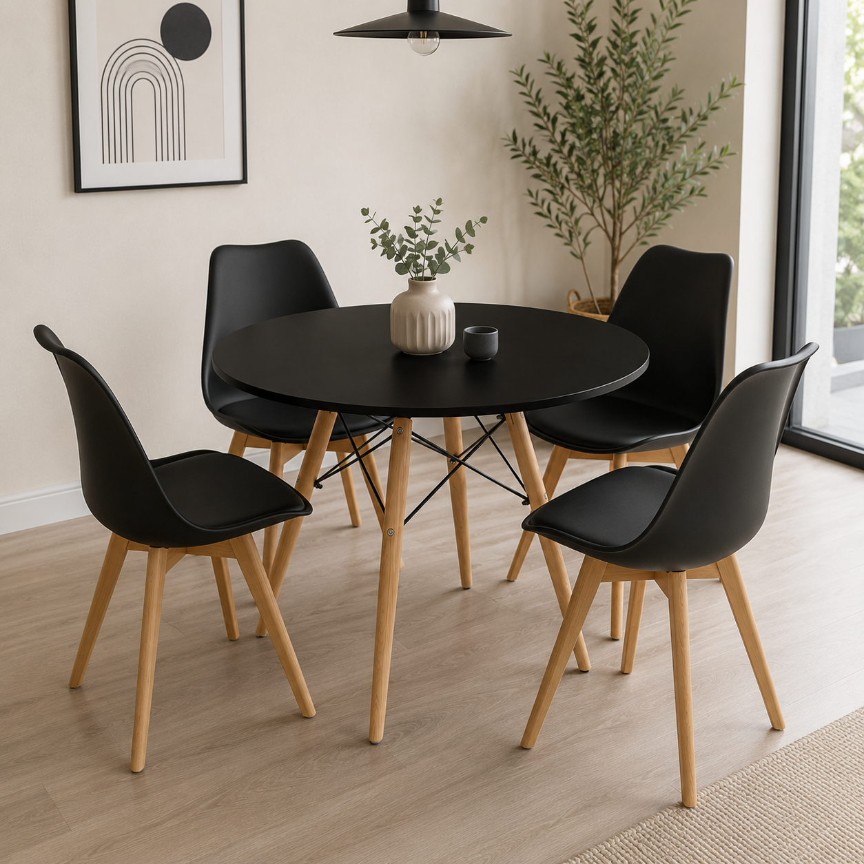 Mesa Eames Redonda Negro - 80 / 100 / 120 cm