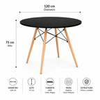 Mesa Eames Redonda Negro - 80 / 100 / 120 cm