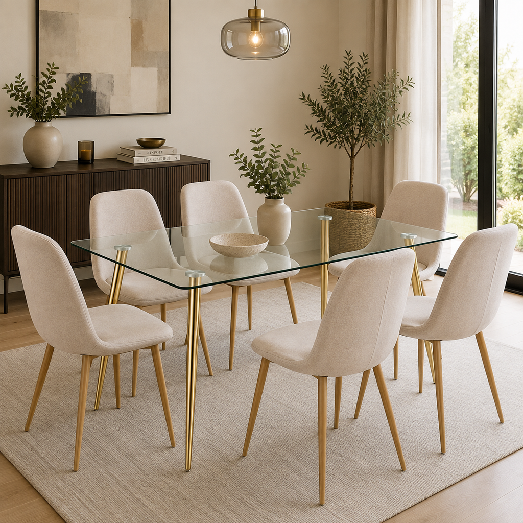 Mesa Lyon Rectangular Pata Dorada - 130 CM / 160 CM