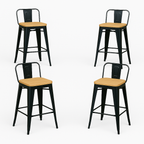 Pack 4 Taburetes Tolix | Asiento de Madera Negro