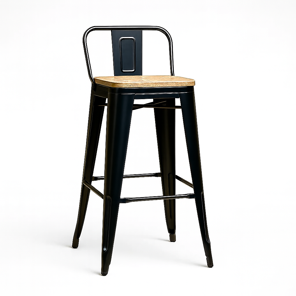 Taburete Tolix | Asiento de Madera Negro