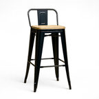 Taburete Tolix | Asiento de Madera Negro