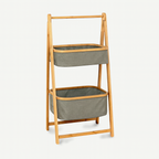 Organizador de Tela Plegable | Estante de 2 Niveles para Baño y Hogar Gris