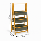 Estante Organizador Plegable 3 Niveles | Cestas de Tela Gris