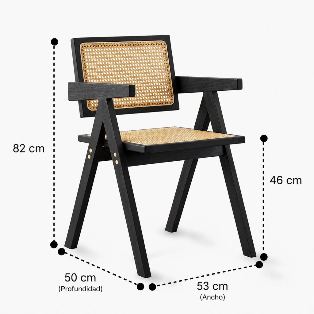 Pack 6 Sillas Chandigarh Madera - Negro / Natural