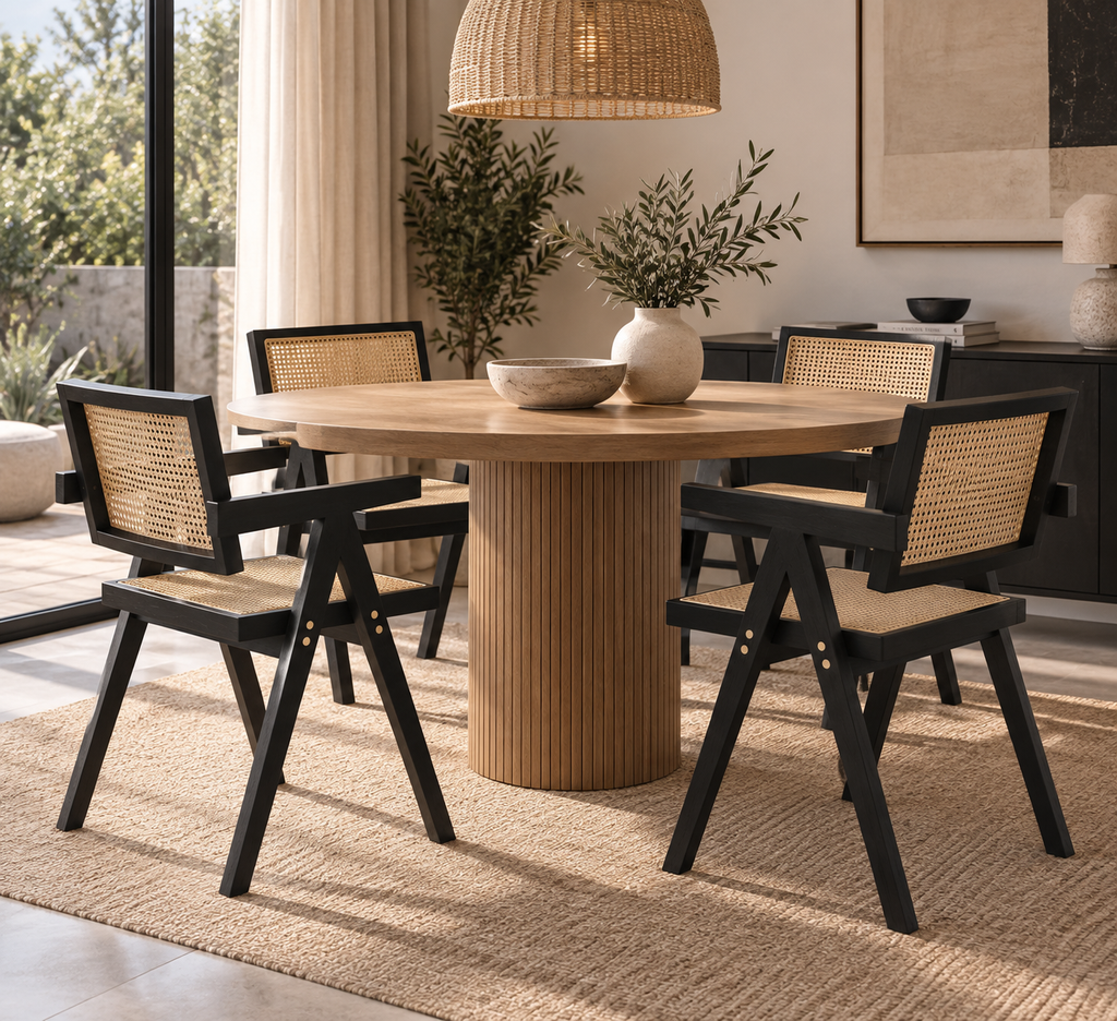 Pack 4 Sillas Chandigarh Madera - Negro / Natural